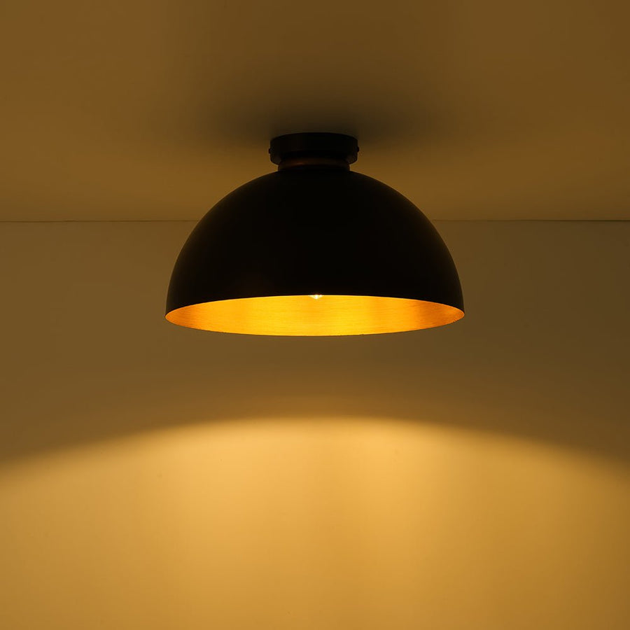 Farmhouze Light - Industrial 1 - Light Black Gold Dome Flush Mount Ceiling Light - Ceiling Light - 15.7 in - 