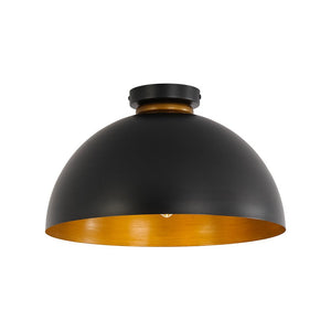 Farmhouze Light - Industrial 1 - Light Black Gold Dome Flush Mount Ceiling Light - Ceiling Light - 15.7 in - 