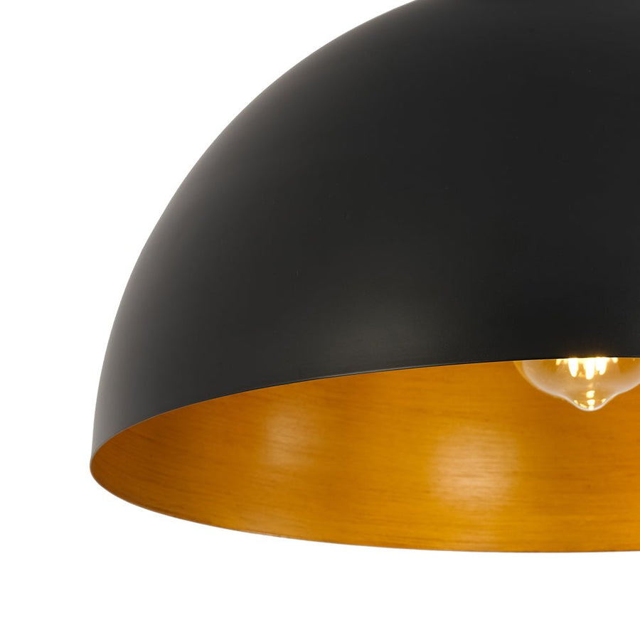 Farmhouze Light - Industrial 1 - Light Black Gold Dome Flush Mount Ceiling Light - Ceiling Light - 15.7 in - 