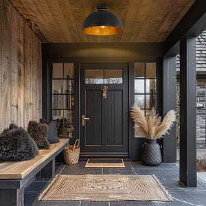 Farmhouze Light - Industrial 1 - Light Black Gold Dome Flush Mount Ceiling Light - Ceiling Light - 15.7 in - 
