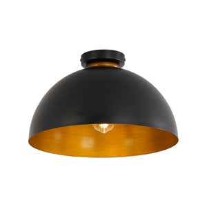 Farmhouze Light - Industrial 1 - Light Black Gold Dome Flush Mount Ceiling Light - Ceiling Light - 15.7 in - 
