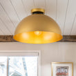 Load image into Gallery viewer, Farmhouze Light-Industrial 1-Light Black Gold Dome Flush Mount Ceiling Light-Ceiling Light-15.7 in/Gold-

