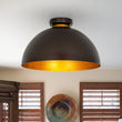 Load image into Gallery viewer, Farmhouze Light-Industrial 1-Light Black Gold Dome Flush Mount Ceiling Light-Ceiling Light-Oil-Rubbed Bronze-
