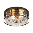 Load image into Gallery viewer, Farmhouze Light - Industrial 2 - Light Water Glass Drum Cage Semi Flush Mount - Ceiling Light - Oil Rubbed Bronze - 
