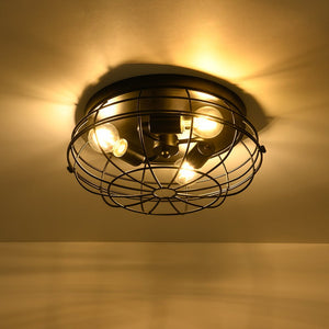 Farmhouze Light - Industrial 3 - Light Black Wire Guard Cage Ceiling Light - Ceiling Light - Black - 