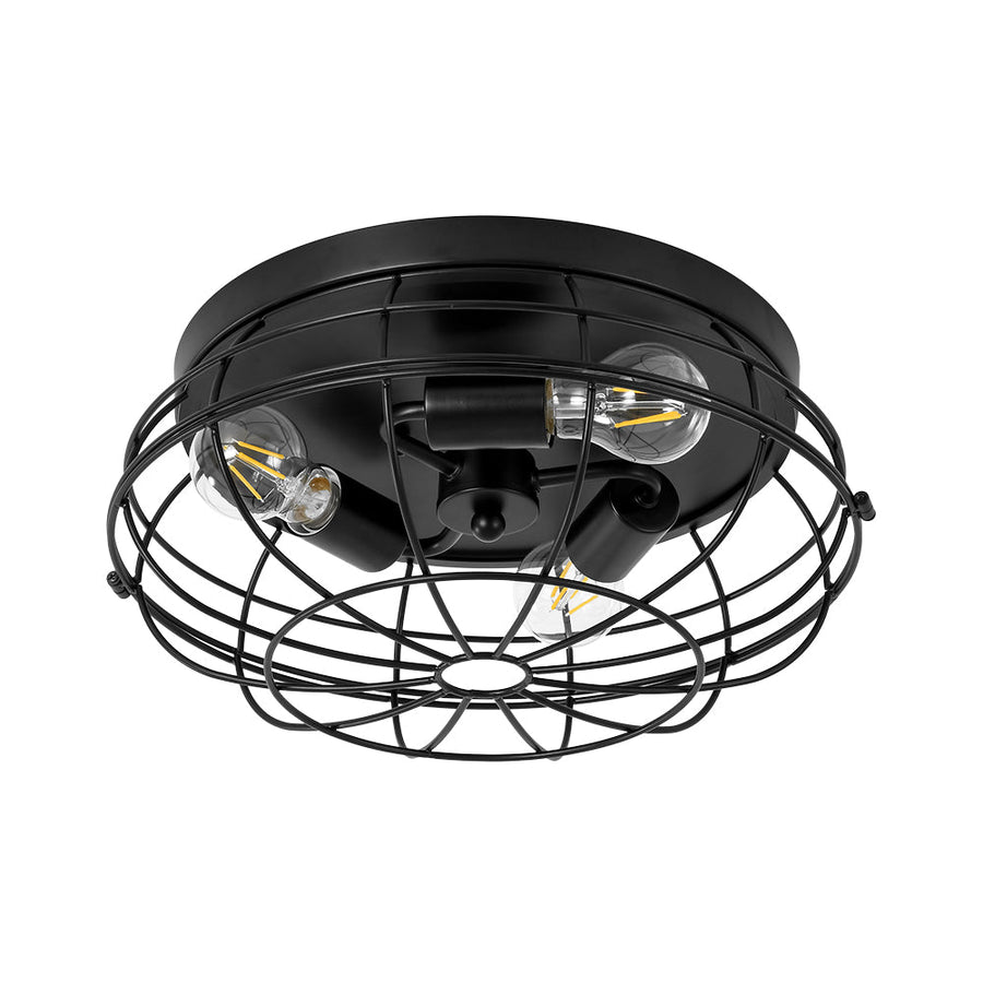 Farmhouze Light - Industrial 3 - Light Black Wire Guard Cage Ceiling Light - Ceiling Light - Black - 
