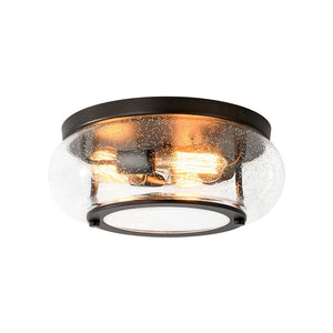 Farmhouze Light - Industrial 3 - Light Seeded Glass Shade Flush Mount Light - Ceiling Light - Oil - Rubbed Bronze - 