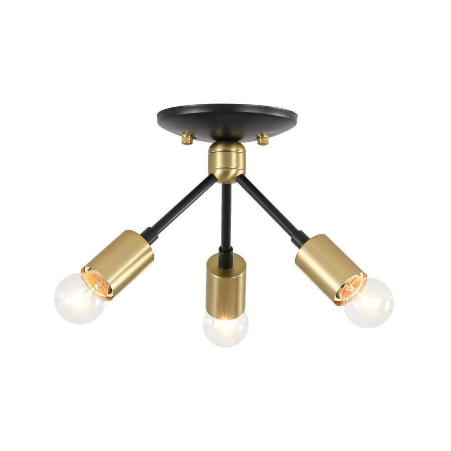 Farmhouze Light - Industrial 3 - Light Semi Flush Sputnik Ceiling Light - Ceiling Light - Black - 