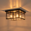 Load image into Gallery viewer, Farmhouze Light - Industrial 4 - Light Black Glass Square Lantern Flush Mount - Ceiling Light - Black - 
