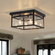 Load image into Gallery viewer, Farmhouze Light - Industrial 4 - Light Black Glass Square Lantern Flush Mount - Ceiling Light - Black - 
