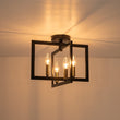 Load image into Gallery viewer, Farmhouze Light-Industrial 4-Light Iron Square Lantern Semi Flush Mount-Ceiling Light-Black Brass-
