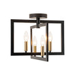 Load image into Gallery viewer, Farmhouze Light-Industrial 4-Light Iron Square Lantern Semi Flush Mount-Ceiling Light-Black Brass-

