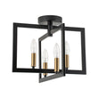 Load image into Gallery viewer, Farmhouze Light-Industrial 4-Light Iron Square Lantern Semi Flush Mount-Ceiling Light-Black Brass-

