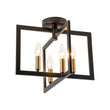 Load image into Gallery viewer, Farmhouze Light-Industrial 4-Light Iron Square Lantern Semi Flush Mount-Ceiling Light-Black Brass-
