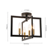 Load image into Gallery viewer, Farmhouze Light-Industrial 4-Light Iron Square Lantern Semi Flush Mount-Ceiling Light-Black Brass-
