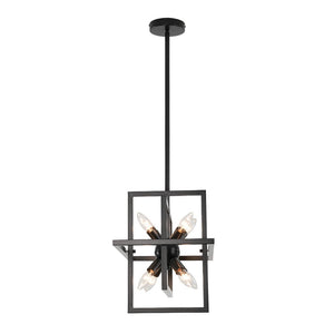 Farmhouze Light - Industrial 8 - Light Black Sputnik Square Cage Pendant - Pendant - Black - 