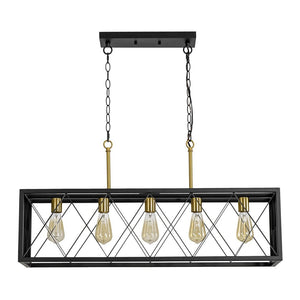 Farmhouze Light - Industrial Black Rectangle Cage Linear Island Chandelier - Chandelier - 36in - 