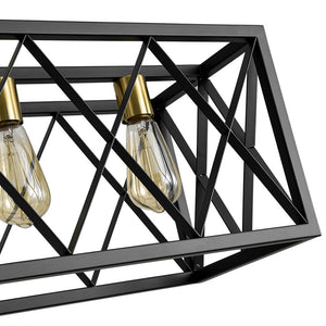 Farmhouze Light - Industrial Black Rectangle Cage Linear Island Chandelier - Chandelier - 36in - 