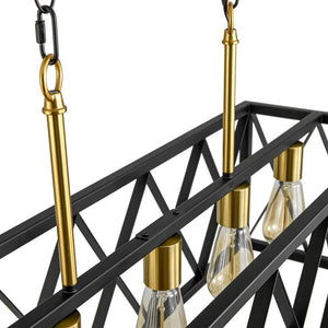 Farmhouze Light - Industrial Black Rectangle Cage Linear Island Chandelier - Chandelier - 36in - 