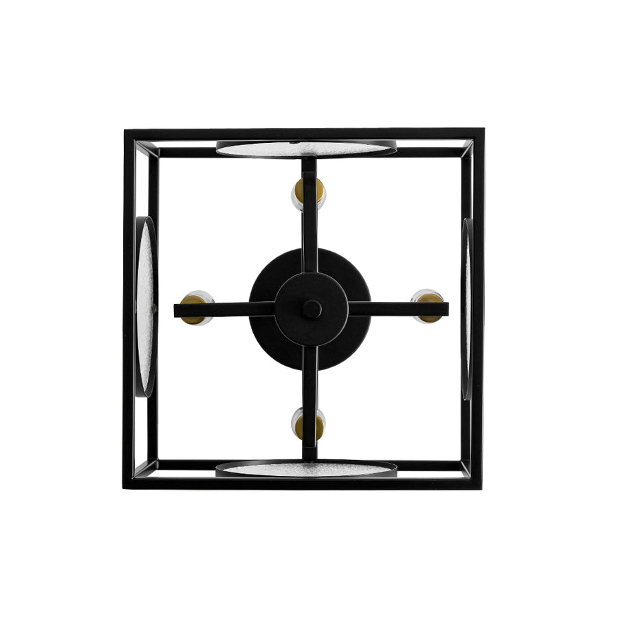 Farmhouze Light - Industrial Candle Style Black Square Cage Semi Flush Light - Ceiling Light - 11.8 in - 