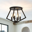 Load image into Gallery viewer, Farmhouze Light - Industrial Geometric Matte Black Candle Cage Ceiling Light - Ceiling Light - Black - 
