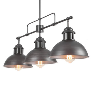 Farmhouze Light-Industrial Kitchen Linear Pot Lid Island Pendant Light-Chandelier-Antiqued Silver-