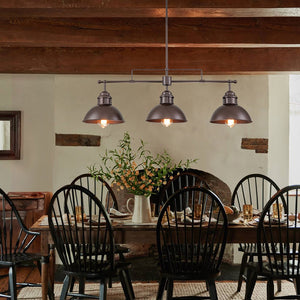 Farmhouze Light - Industrial Kitchen Linear Pot Lid Island Pendant Light - Chandelier - Oil - Rubbed Bronze - 