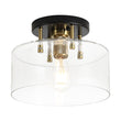 Load image into Gallery viewer, Farmhouze Light - Industrial Round Clear Glass Drum Semi Flush Ceiling Light - Ceiling Light - Black + Brass - 
