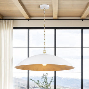 Farmhouze Light - Industrial Saucer Oversized Dome Pendant Light - Chandelier - Matte White (Back Order) - 