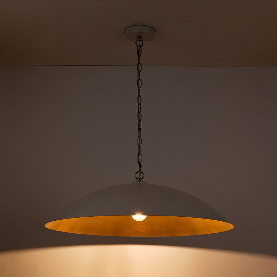 Farmhouze Light - Industrial Saucer Oversized Dome Pendant Light - Chandelier - White - 