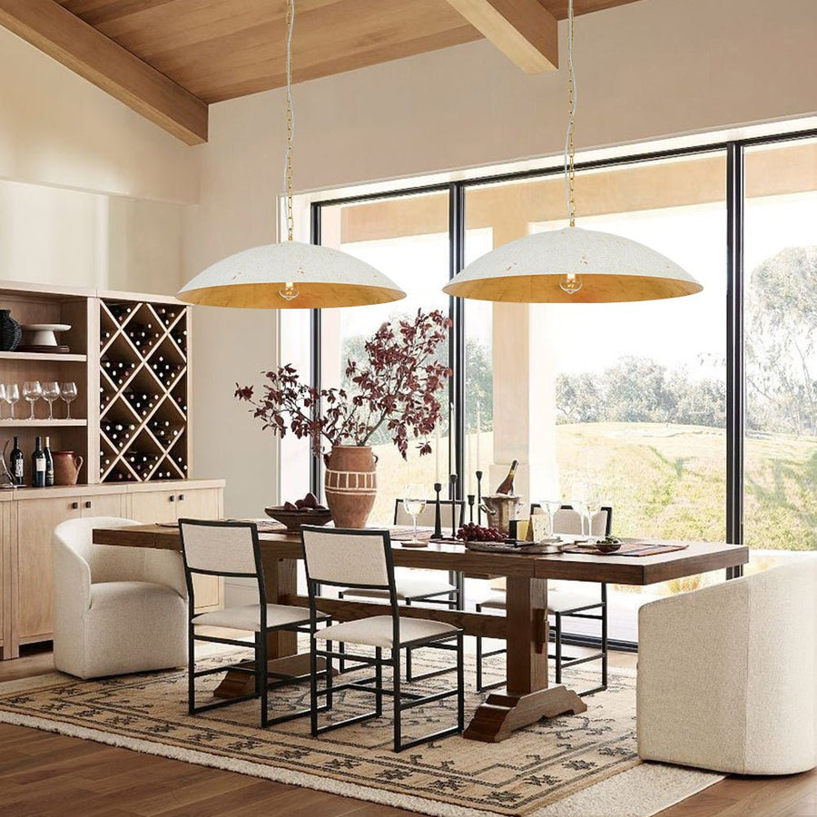 Farmhouze Light - Industrial Saucer Oversized Dome Pendant Light - Chandelier - White - 