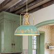 Load image into Gallery viewer, Farmhouze Light - Industrial Single Gold Green Patina Iron Dome Pendant - Pendant - 16.3 in - 
