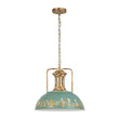 Load image into Gallery viewer, Farmhouze Light - Industrial Single Gold Green Patina Iron Dome Pendant - Pendant - 16.3 in - 
