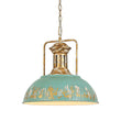 Load image into Gallery viewer, Farmhouze Light - Industrial Single Gold Green Patina Iron Dome Pendant - Pendant - 16.3 in - 
