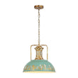 Load image into Gallery viewer, Farmhouze Light - Industrial Single Gold Green Patina Iron Dome Pendant - Pendant - 16.3 in - 
