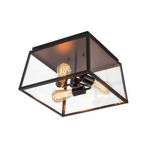 Farmhouze Light - Industrial Square Glass Lantern Flush Mount Ceiling Light - Ceiling Light - 14.6 in - 