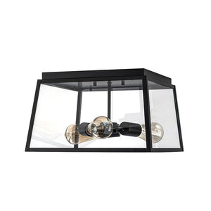 Farmhouze Light - Industrial Square Glass Lantern Flush Mount Ceiling Light - Ceiling Light - 14.6 in - 