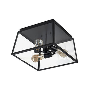 Farmhouze Light - Industrial Square Glass Lantern Flush Mount Ceiling Light - Ceiling Light - 14.6 in - 
