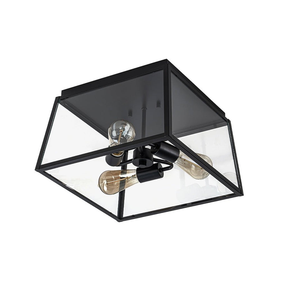 Farmhouze Light - Industrial Square Glass Lantern Flush Mount Ceiling Light - Ceiling Light - 14.6 in - 