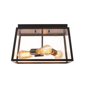 Farmhouze Light - Industrial Square Glass Lantern Flush Mount Ceiling Light - Ceiling Light - 14.6 in - 