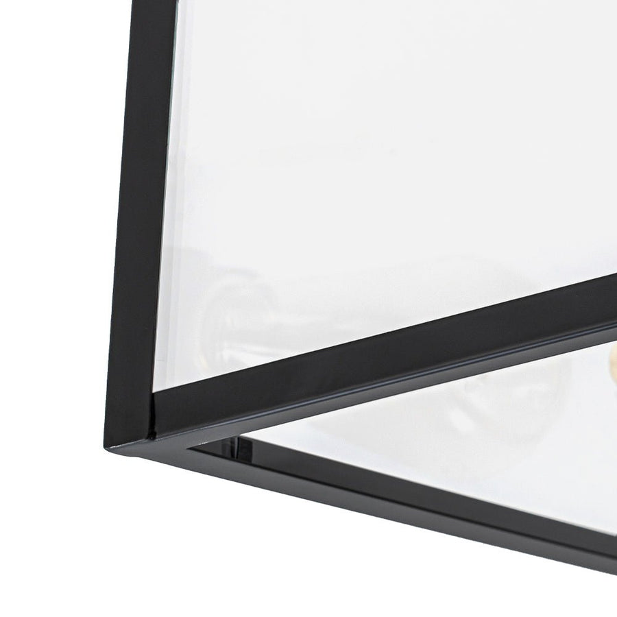 Farmhouze Light - Industrial Square Glass Lantern Flush Mount Ceiling Light - Ceiling Light - 14.6 in - 