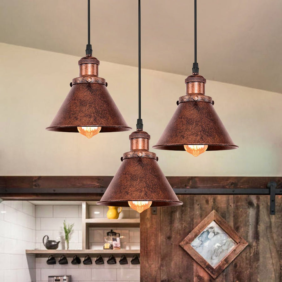 Farmhouze Light - Industrial Vintage Antique Metal Copper Pendant Light - Pendant - 3 Packs - 