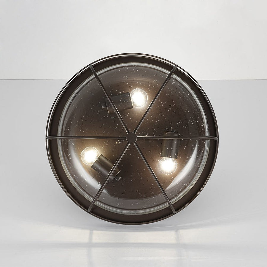 Farmhouze Light - Industrial Wire Frame Seeded Glass Round Ceiling Light - Ceiling Light - Oil - Rubbed Bronze - 