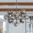 Load image into Gallery viewer, Farmhouze Light - Luxe Cluster Smoked Glass Globe Sphere Bubble Chandelier - Chandelier - Nickel - 
