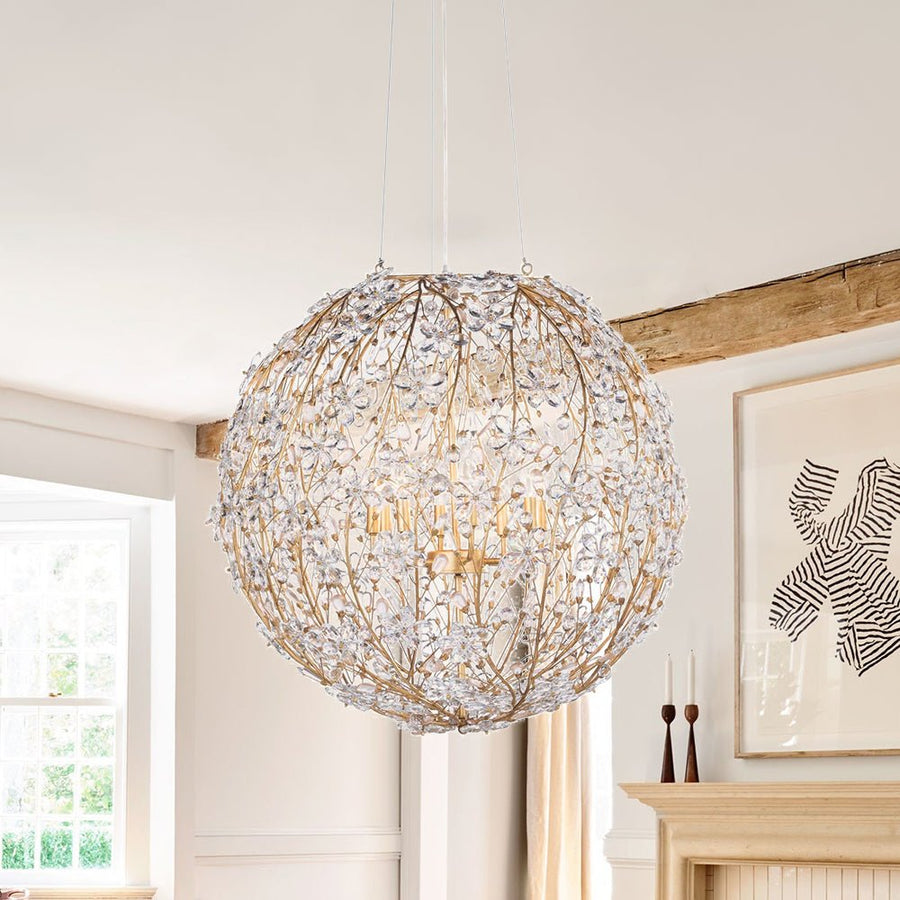 Farmhouze Light - Luxe French Farmhouse Crystal Flower Sphere Chandelier - Chandelier - 8 - Light - 