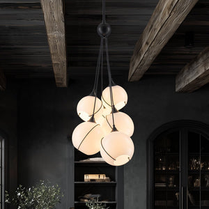Farmhouze Light - Luxe Moody Style Cluster White Glass Globe Pendant Light - Chandelier - 3 - Light - 