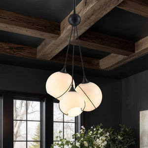Farmhouze Light - Luxe Moody Style Cluster White Glass Globe Pendant Light - Chandelier - 3 - Light - 