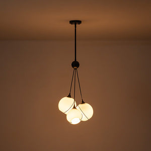Farmhouze Light - Luxe Moody Style Cluster White Glass Globe Pendant Light - Chandelier - 3 - Light - 