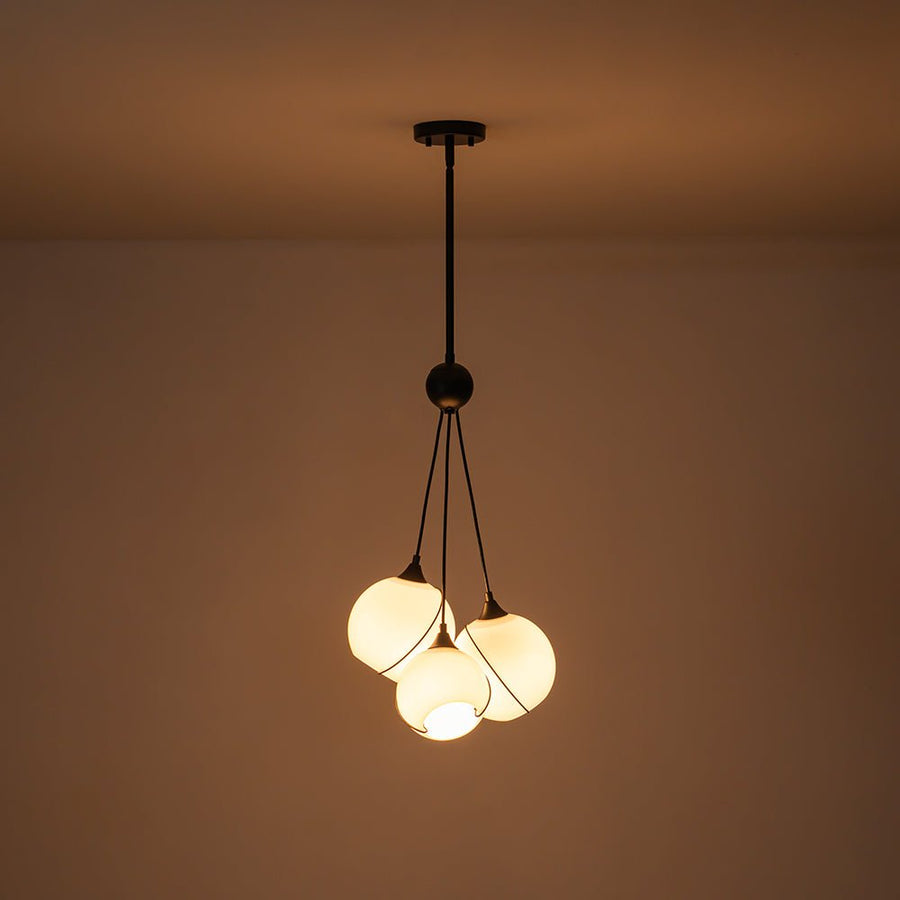 Farmhouze Light - Luxe Moody Style Cluster White Glass Globe Pendant Light - Chandelier - 3 - Light - 