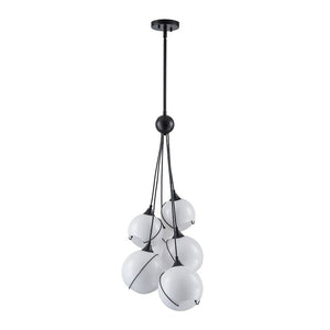 Farmhouze Light - Luxe Moody Style Cluster White Glass Globe Pendant Light - Chandelier - 6 - Light - 